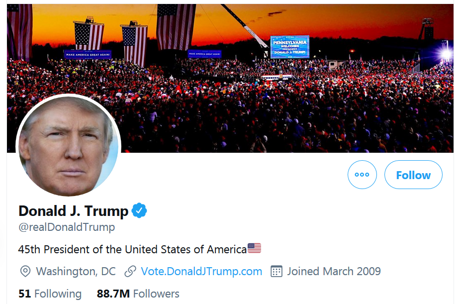 profil Donalda Trumpa na Twitterzezamieszki w USA - Trump Twitter